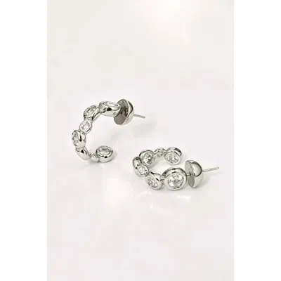 Classicharms Demi Cubic Zirconia Huggie Hoops In Silver