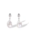 Classicharms Doris Freshwater Baroque Pearl Drop Earrings In Silver