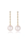 Classicharms Electra Gold Diamond Rivière Pearl Drop Earrings In Gold