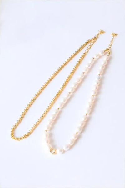 Classicharms Ella Freshwater Pearl Necklace Set In Gold