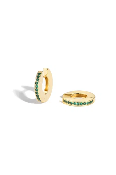 Classicharms Emerald Cubic Zirconia Hoop Earrings In Gold