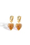 Classicharms Esmée Amber Glaze Heart Dangle Earrings In Multi