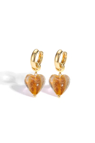 Classicharms Esmée Amber Glaze Heart Dangle Earrings In Multi