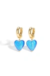 Classicharms Women's Esmée Sky Blue Glaze Heart Dangle Earrings In Blue