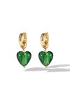 Classicharms Esmée Glaze Heart Dangle Earrings In Green