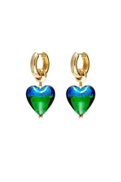 Classicharms Esmée Glaze Heart Dangle Earrings In Green