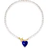 Classicharms Esmee Glaze Heart Pendant Baroque Pearl Necklace In Red