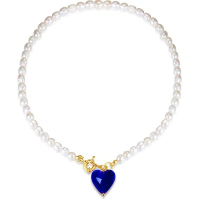 CLASSICHARMS CLASSICHARMS ESMÉE GLAZE HEART PENDANT BAROQUE PEARL NECKLACE