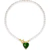 Classicharms Esmee Glaze Heart Pendant Baroque Pearl Necklace In Red