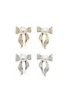 Classicharms Freshwater Pearl Butterfly Stud Earrings Set In Multi
