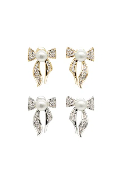 Classicharms Freshwater Pearl Butterfly Stud Earrings Set In Multi