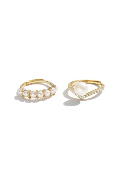 Classicharms Freshwater Pearl Stackable Ring Set In Gold
