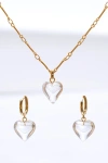Classicharms Frost Heart Necklace And Earrings Set In Gold