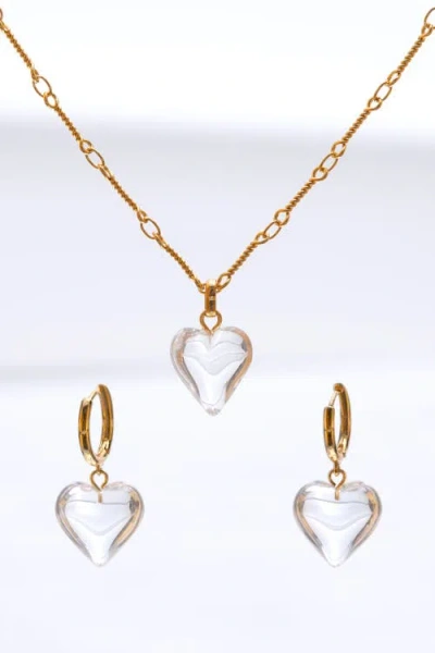 CLASSICHARMS CLASSICHARMS FROST HEART NECKLACE AND EARRINGS SET