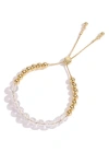 Classicharms Frostlily Azeztulite Crystal And Bead Bolo Bracelet In Gold