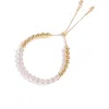 Classicharms Frostlily Azeztulite Crystal And Bead Bolo Bracelet In Gold