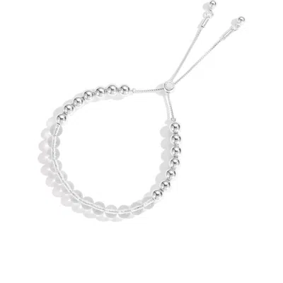 Classicharms Frostlily Clear Crystal And Bead Bolo Bracelet In Metallic