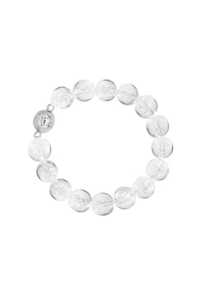 Classicharms Frostnova Azeztulite Clear Phantom Crystal Sphere Bracelet-12mm In Silver