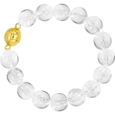 Classicharms Frostnova Azeztulite Clear Phantom Crystal Sphere Bracelet-12mm In White