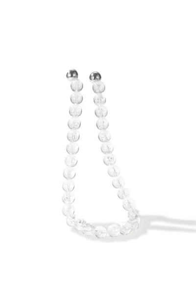 Classicharms Frostnova Azeztulite Clear Phantom Large Crystal Sphere Necklace-14mm In Silver