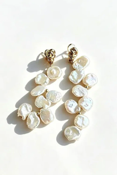 Classicharms Gemma Petal Pearl Drop Earrings In White