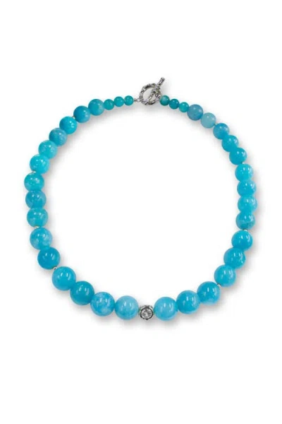 Classicharms Gia Amazonite Bead Choker Necklace In Gray