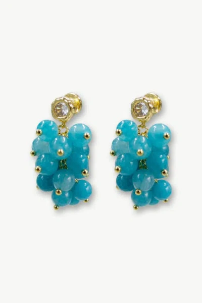 Classicharms Gia Amazonite Cascade Cluster Drop Earrings In Blue