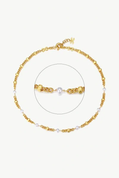 Classicharms Hexagon Bead Necklace With Freshwater Pearls In Gold