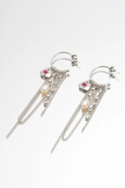 Classicharms Iris Gold Radiant Reverie Gemstone Cascade Hoop Earrings-hot Pink In Multi