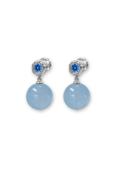 Classicharms Isla Aquamarine Bead Drop Earrings In Pattern