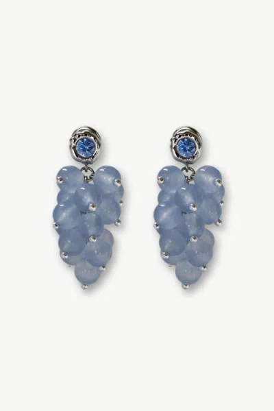Classicharms Isla Cascade Cluster Aquamarine Bead Drop Earrings In Gray