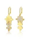 Classicharms Jigsaw Puzzle Drop Earrings In Gold