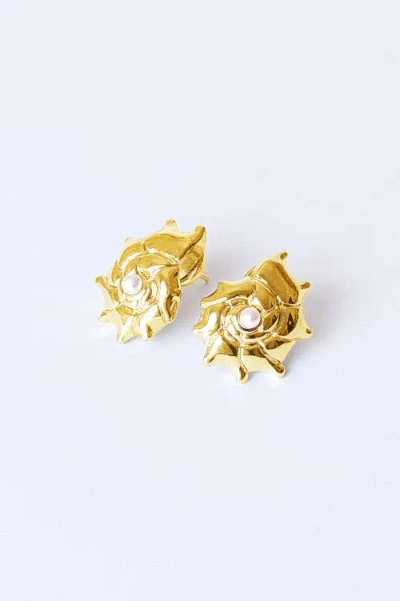 Classicharms Leah Seahell Stud Earrings In Gold