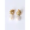Classicharms Leah Seashell Freshwater Baroque Pearl Drop Earrings In Gold