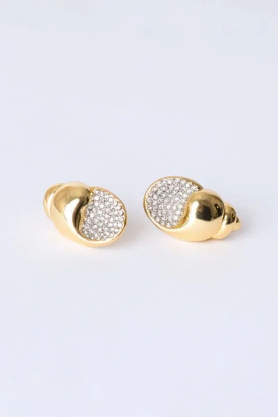 Classicharms Lexi Crystal Seashell Stud Earrings In Gold