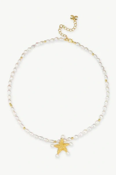 Classicharms Lila Starfish Keshi Pearl Pendant Necklace In Gold