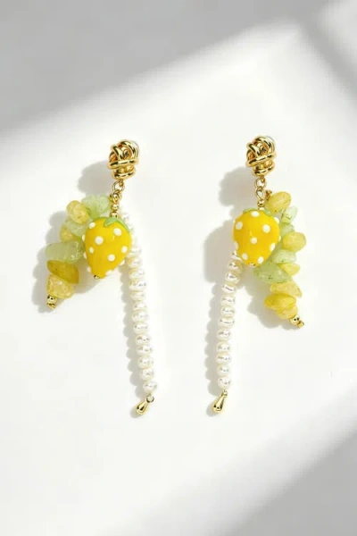 Classicharms Lulu Strawberry Drop Earrings In Yellow