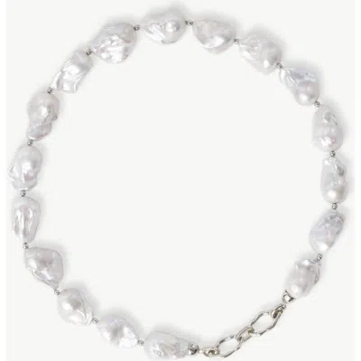 Classicharms Marina Freshwater Baroque Pearl Statement Choker Necklace In Silver