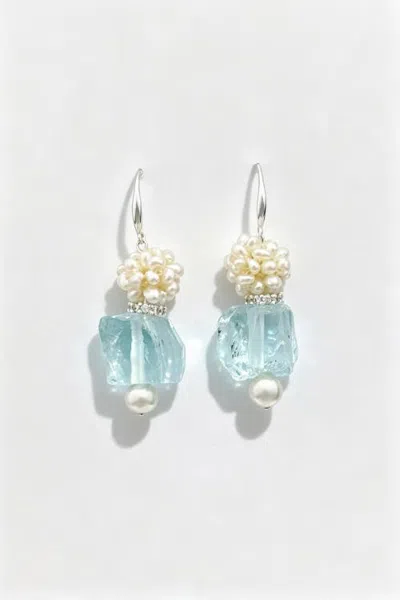 Classicharms Maris Aquamarine & Freshwater Pearl Earrings In Blue