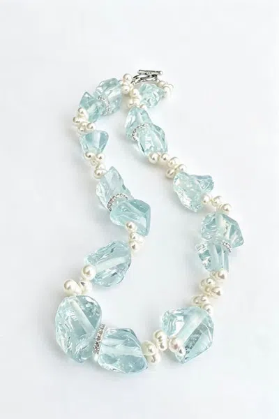 Classicharms Maris Aquamarine & Freshwater Pearl Necklace In Blue