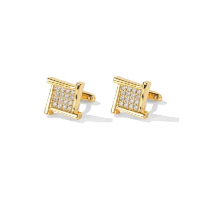Classicharms Men's Atlas Square Gold Gem Cufflinks