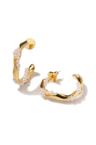 CLASSICHARMS CLASSICHARMS NADIA MOLTEN SHELL PEARL TWISTED HOOP EARRINGS