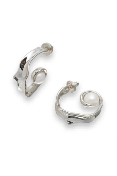 Classicharms Natalie Molten Sculptural Hoop Earrings In Silver