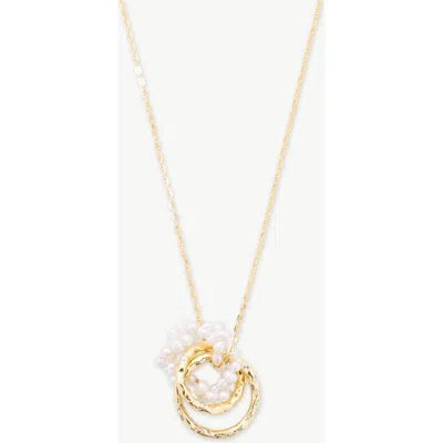 Classicharms Nina Gold Interlocking Ring & Bead Pearl Pendant Necklace