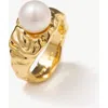 Classicharms Nora Freshwater Pearl Molten Statement Ring In Gold