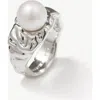Classicharms Nora Freshwater Pearl Molten Statement Ring In Silver