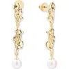 Classicharms Nyla Molten Freshwater Pearl Drop Earring In Gold