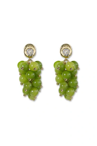 Classicharms Olivia Cascade Cluster Peridot Bead Drop Earrings In Green