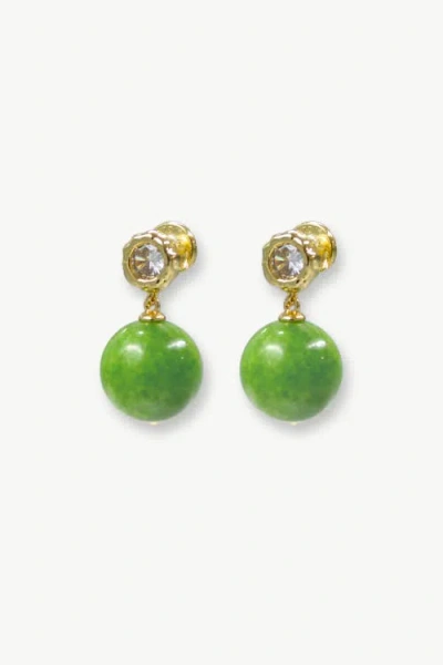 Classicharms Women's Gold / Green Olivia Peridot Bead  Drop Earrings
