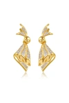Classicharms Women's Gold Pavé Diamonds Embellished Butterfly Earrings In Gold